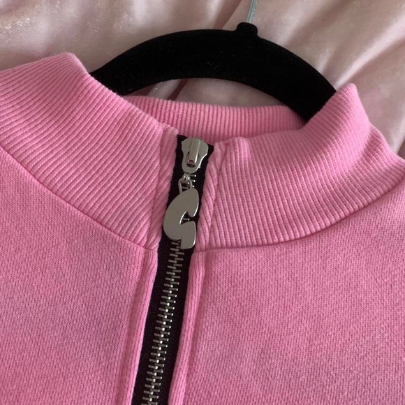 Lazy Oaf GEM Fur Sleeve Pink Zip Sweatshirt Dress - Picture 3 of 4
